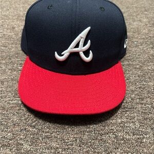Atlanta braves size 8 new without tags New Era Navy and Red Hat